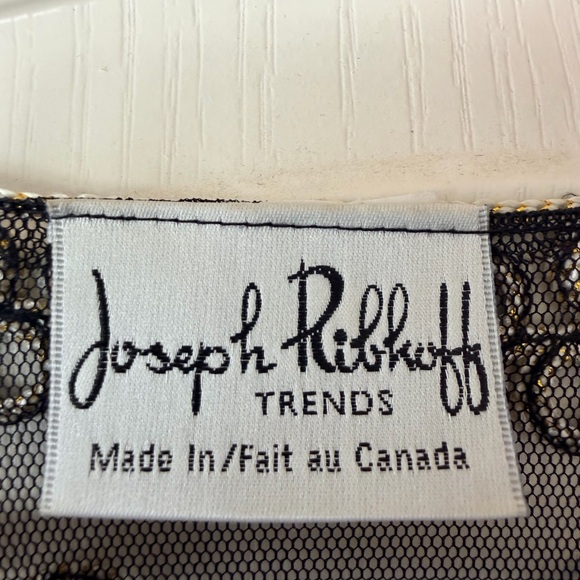 Joseph Ribkoff Black Mesh Jacket with Cream Embroidery - Picture 3 of 7